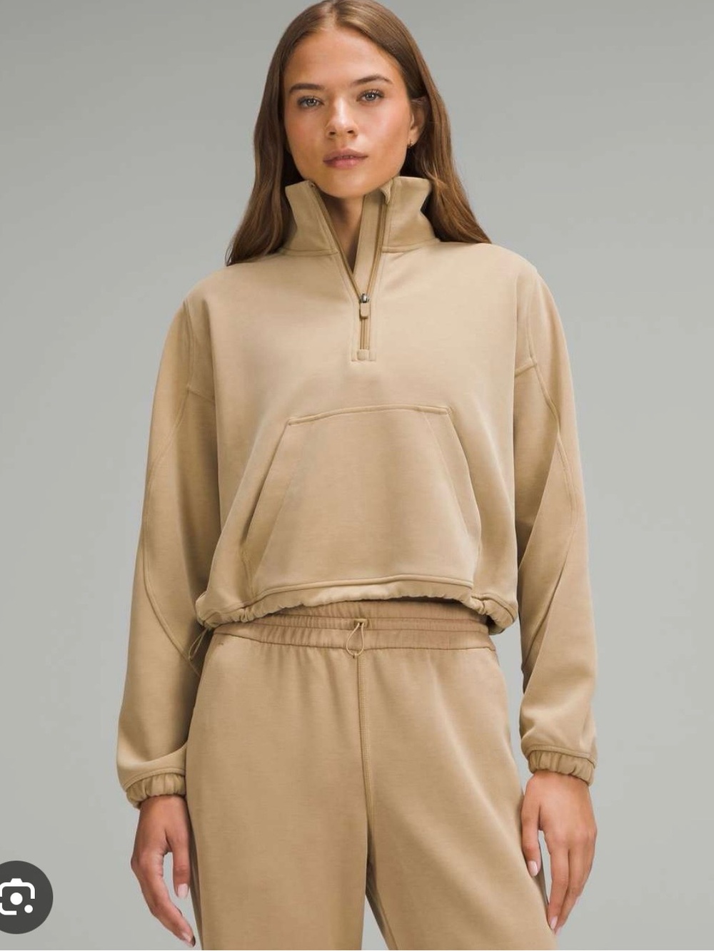 Lululemon Brushed Softstreme Half Zip- Filbert Tan